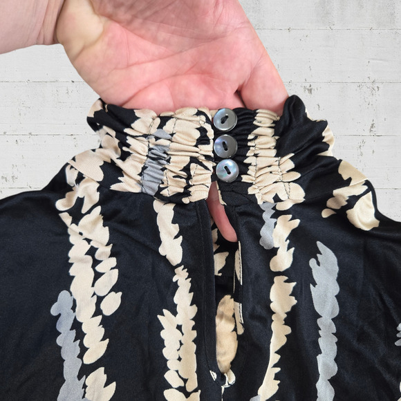 90s Vintage Trina Turk Black Turtleneck Silk USA Made Bodycon Mini Dress Size 4 - Picture 6 of 9